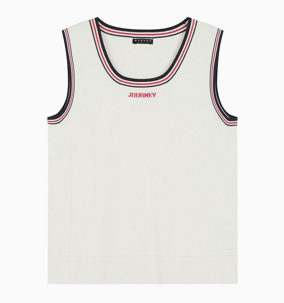 Cream knitted tank top with text - null - Branco Nata | Sisley K image number 2